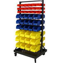 Load image into Gallery viewer, 90 Parts Bin Shelving Storage Organizer With Locking Wheels For Shop Garage And Home - Black / Yellow