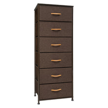 Load image into Gallery viewer, Steel And Fabric Six Drawer Chest - Brown