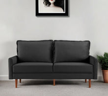 Load image into Gallery viewer, Sofa Velvet With Dark Brown Legs - Black
