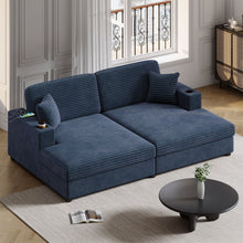 Load image into Gallery viewer, Oversized Loveseat Chaise With 2 USB Ports, 2 Cup Holders And 2 Throw Pillows