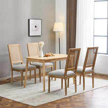 Load image into Gallery viewer, French Country Dining Chair With Rectangular Cane Backrest And Smooth Upholstered Seating