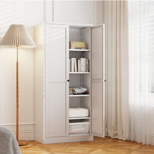 Load image into Gallery viewer, Metal Kitchen Pantry Cabinet With Adjustable Storage And 4 Heavy Duty Shelves - White