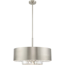 Load image into Gallery viewer, 25'' Six Light Dimmable Chandelier With Shades - Nickel
