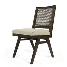 Load image into Gallery viewer, Wood Cane Upholstery Dining Side Chairs (Set of 2) - Brown / Gray