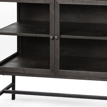 Load image into Gallery viewer, 36" Solid Wood And Metal Display Cabinet With Two Doors - Black / Brown