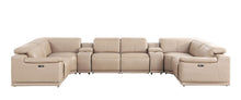 Load image into Gallery viewer, Leather Modular U-Shaped Eight Piece Corner Sectional With Console - Beige