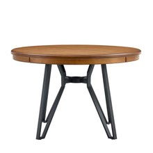 Load image into Gallery viewer, Mid Century Modern Round Dining Table With Metal Legs And Open Shelf
