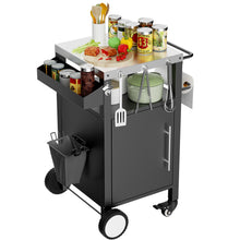 Load image into Gallery viewer, Outdoor Grill Cart With Storage, Rolling Bar Cart With Hooks And Spice Rack Stainless Steel