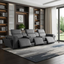 Load image into Gallery viewer, Top Grain Leather Reclining Metal USB Sofa (720399) - Dark Gray