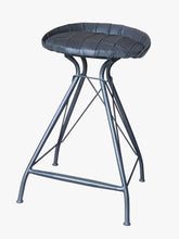 Load image into Gallery viewer, Swivel Low Back Counter Height Bar Chair - Leather And Iron