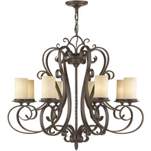 Load image into Gallery viewer, 32" Eight Light Metal Dimmable Chandelier With Shades - Bronze