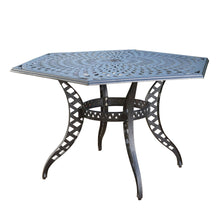 Load image into Gallery viewer, Outdoor Cast Aluminum Dining Table With Lattice Top And Umbrella Hole - Black