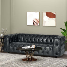 Load image into Gallery viewer, Comfy 3 Seat Sofa & Wooden Legs, For Living Room And Study - Black