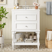Load image into Gallery viewer, Bathroom Vanity With Sink, 2 Drawers Storage Cabinet, Open Shelf