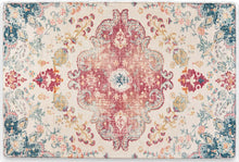 Load image into Gallery viewer, 3' X 5' Ivory Pink And Blue Medallion Distressed Washable Area Rug