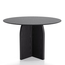 Load image into Gallery viewer, 45" Black Solid Wood Pedestal Base Round Top Dining Table