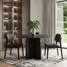 Load image into Gallery viewer, 45" Black Solid Wood Pedestal Base Round Top Dining Table