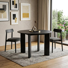 Load image into Gallery viewer, 42" Black Solid Wood Round Top Dining Table