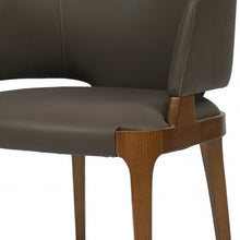Load image into Gallery viewer, Upholstered Faux Leather Wing Back Dining Arm Chair - Brown / Gray