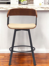 Load image into Gallery viewer, Faux Leather With Metal Swivel Counter Height Bar Chair - Cream And Black