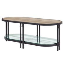 Load image into Gallery viewer, Metal Oval Coffee Table With Shelf - Natural
