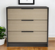 Load image into Gallery viewer, Three Drawer Dresser - Black / Light Oak