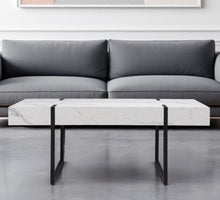 Load image into Gallery viewer, Faux Marble Metal With Iron Coffee Table - White