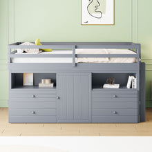 Load image into Gallery viewer, Loft Bed With 4 Drawers, Underneath Cabinet And Shelves