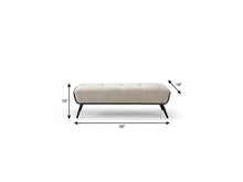 Load image into Gallery viewer, 58" Beige Dark Gray and Black Tufted Faux Leather Fabric and Steel Upholstered Bench