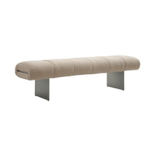 Load image into Gallery viewer, 63" Beige and Nickel Boucle and Steel Upholstered Bench