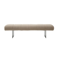 Load image into Gallery viewer, 63" Beige and Nickel Boucle and Steel Upholstered Bench