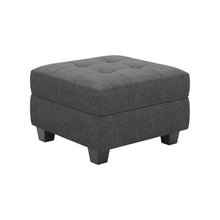 Load image into Gallery viewer, 26" Gray and Black Solid Wood and Linen Tufted Storage Ottoman