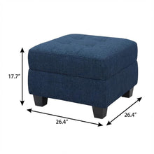 Load image into Gallery viewer, 26" Gray and Black Solid Wood and Linen Tufted Storage Ottoman
