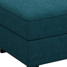 Load image into Gallery viewer, 26" Teal Blue and Black Solid Wood and Microfiber Storage Ottoman