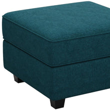 Load image into Gallery viewer, 26" Teal Blue and Black Solid Wood and Microfiber Storage Ottoman