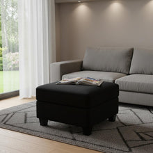 Load image into Gallery viewer, 25" Black Velvet Storage Ottoman