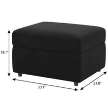 Load image into Gallery viewer, 30" Black Velvet Storage Ottoman