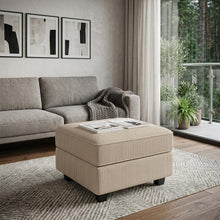 Load image into Gallery viewer, 26" Teal Blue and Black Solid Wood and Microfiber Storage Ottoman