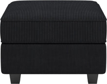 Load image into Gallery viewer, 26" Teal Blue and Black Solid Wood and Microfiber Storage Ottoman