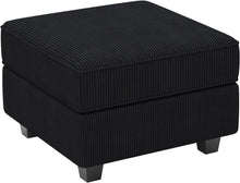 Load image into Gallery viewer, 26" Teal Blue and Black Solid Wood and Microfiber Storage Ottoman