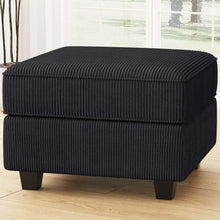 Load image into Gallery viewer, 26" Teal Blue and Black Solid Wood and Microfiber Storage Ottoman
