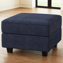 Load image into Gallery viewer, 26" Teal Blue and Black Solid Wood and Microfiber Storage Ottoman
