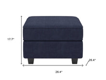 Load image into Gallery viewer, 26" Teal Blue and Black Solid Wood and Microfiber Storage Ottoman