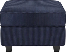 Load image into Gallery viewer, 26" Teal Blue and Black Solid Wood and Microfiber Storage Ottoman