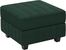 Load image into Gallery viewer, 26" Teal Blue and Black Solid Wood and Microfiber Storage Ottoman