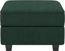 Load image into Gallery viewer, 26" Teal Blue and Black Solid Wood and Microfiber Storage Ottoman