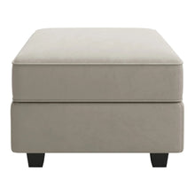 Load image into Gallery viewer, 26" Teal Blue and Black Solid Wood and Microfiber Storage Ottoman