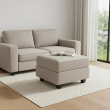 Load image into Gallery viewer, 26" Teal Blue and Black Solid Wood and Microfiber Storage Ottoman