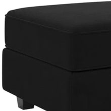 Load image into Gallery viewer, 26" Teal Blue and Black Solid Wood and Microfiber Storage Ottoman