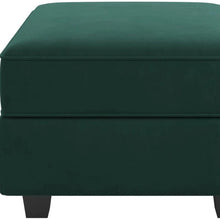 Load image into Gallery viewer, 26" Teal Blue and Black Solid Wood and Microfiber Storage Ottoman